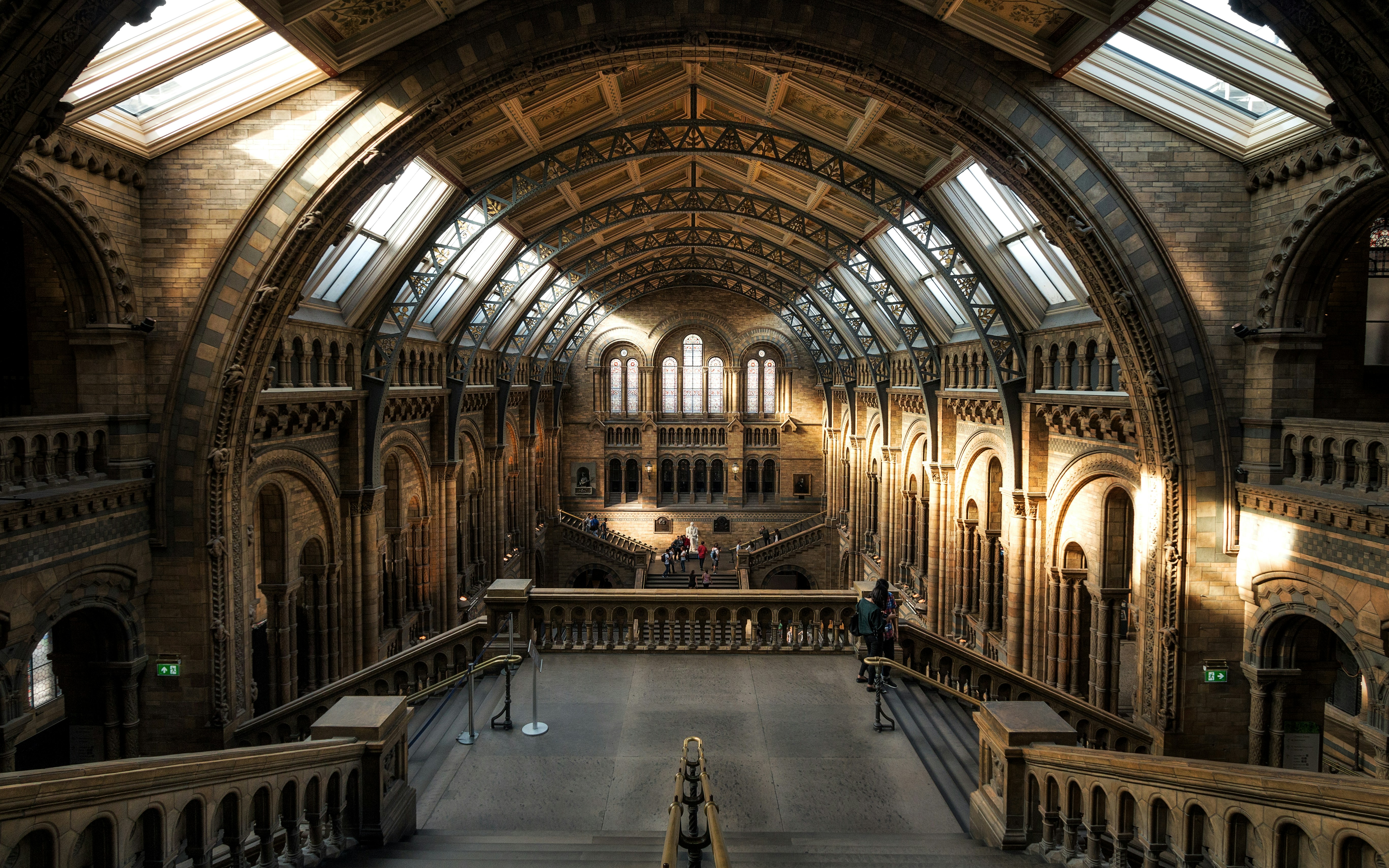 Museum gallery with historical paintings